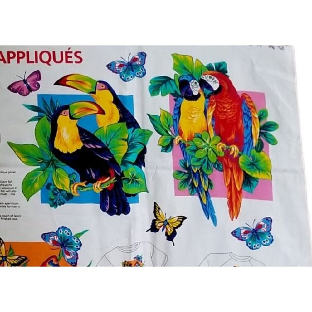 Tropical Fabric Appliques Hawaiian Island Birds Toucan Macaw Parrot Butterfly
